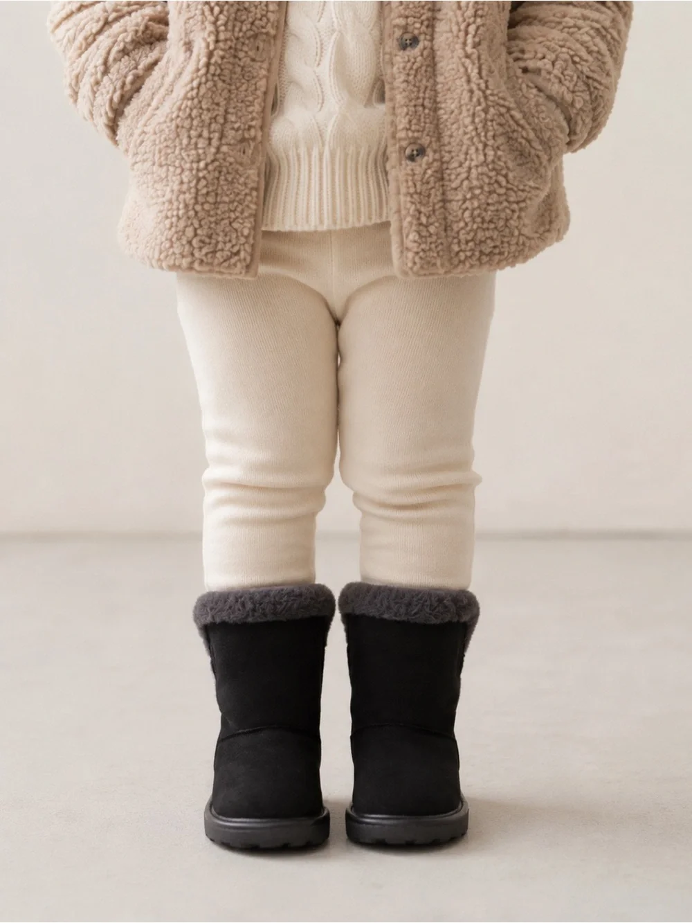 London Fog Collection Black Cozy Faux Fur Winter Bow Back Boots